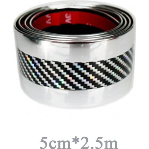 5CM Protector Door Sill Sticker Carbon Fiber Laser Style Side Skirt Corner Auto Styling Cars Bumper Strip Protectors Exterior