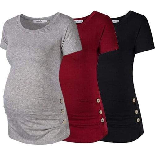 Woman Clothes Plus Size Round Neck Cotton Pregnancy Shirt Maternity Clothes High Elasticity Pregnant T Shirt Mom Shirts Tees