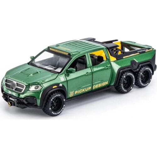 1/28 X-Class Car Model Alloy Diecast EXY 6X6 Off Road Pickup Model Toy 21cm With Pull Back Sound Light Vehicle For Boy Gifts