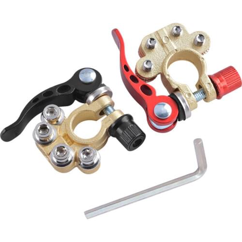 1 Pair Automotive Car Top Post Battery Terminals Wire Cable Clamp Terminal Connectors For 12V 24V UTV Boat Race Car Accessories