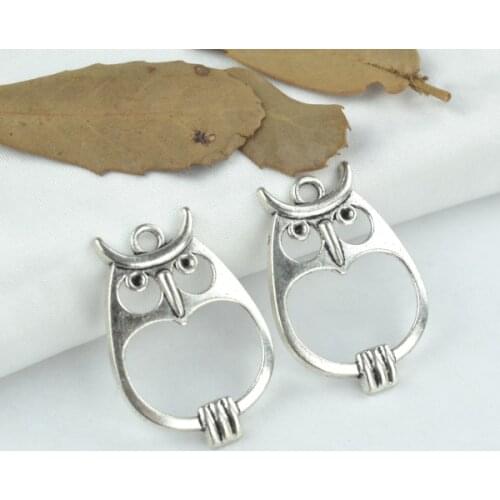 10pcs alloy Tibetan Silver Plated owl Charms Pendants for Jewelry Making DIY Handmade Craft 34*24mm D114