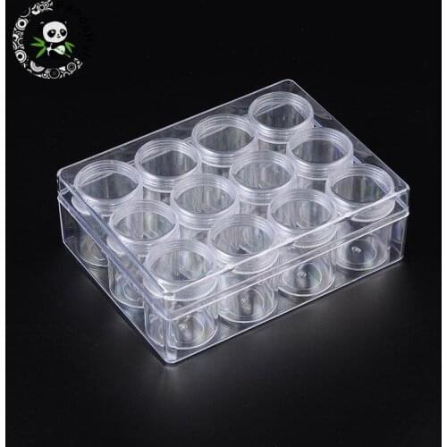 12 bottles/Set Plastic Bead Storage Containers Clear Round Bottle Box for Jewelry Packaging 16x12.2x5.5cm