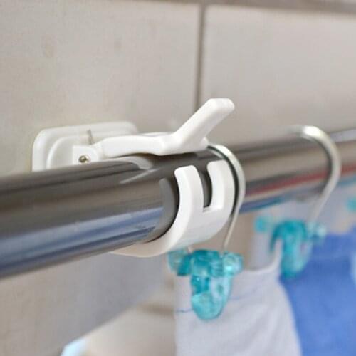 2pcs/set Hot White Hanging Rod End Hanging Clip Adhesive Wall-mounted Curtain holder Rod Clip Hook with Suction Home Collection
