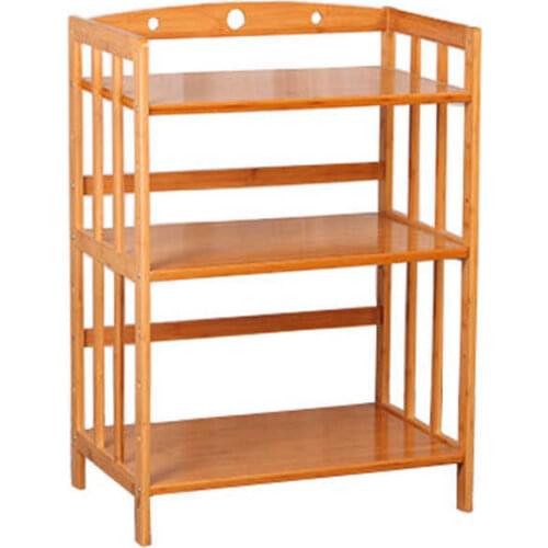 3-layer microwave oven frame bamboo kitchen storage rack assembly multi-layers electric utensils shelf