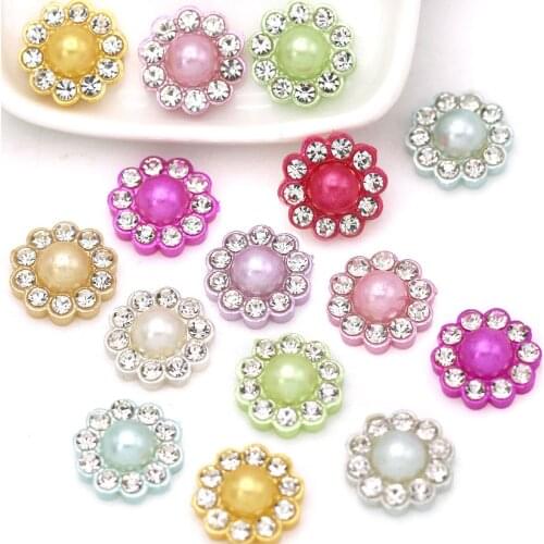 50Pcs Resin Pearl Rhinestones Flatback Cabochons Plastic Round Pearl ButtonFlower Decoration Embellishment Beads HairAccessories