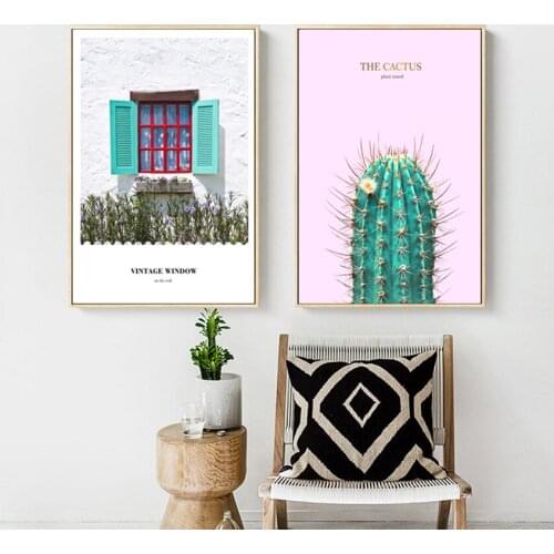 American Decorative Painting Living Room Cactus Pineapple Windowsill Sofa Background Canvas Nordic Hanging Painting Wall Art