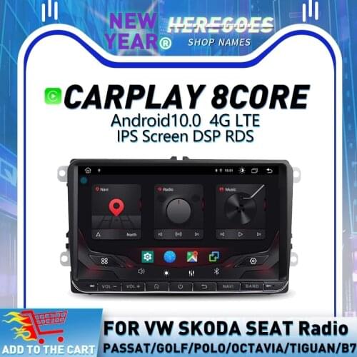 Carplay 4G LTE Android 10.0 4G+64GB Car DVD Player Navigation GPS For VW Volkswagen SKODA GOLF 5 golf6 POLO PASSAT B5 B6 JETTA