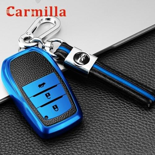 3 Buttons TPU Car Remote Key Cover Case Holder for Toyota Rav4 Rav 4 2018 2019 2020 2021 Leather Keychain Key Chain Ring Parts