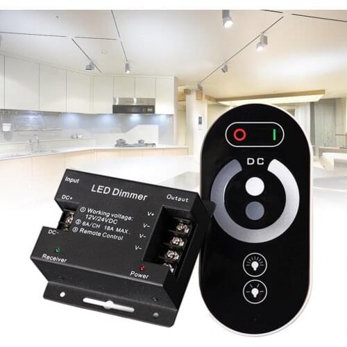 DC12-24V Single Color LED Dimmer Controller RF Remote Wireless Touch Pad Panel for 5050 3528 LED Strip Light