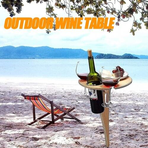 30 X 20 X 20cm Wooden Outdoor Portable Folding Camping Picnic Table with Glass Rack Wine Rack Table Travel Foldable Fruit Table