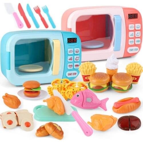 Kids Simulation Microwave Oven Kitchen Toys Kitchen Food Pretend Play Cutting Role Playing Educational Toys