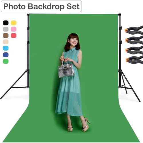 Photography 2m*2m Backdrop Metal Support Stand Tripod with 200cm*300cm Photo Non-Woven Fabric Backdrop Cloth w 4pcs Clamp Holder
