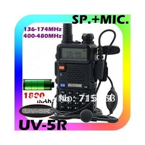 2016 HOT Baofeng UV-5R Dual band two way radio with earpiece Baofeng UV5R 5W 128CH FM VOX UHF+VHF Portable walkie talkie