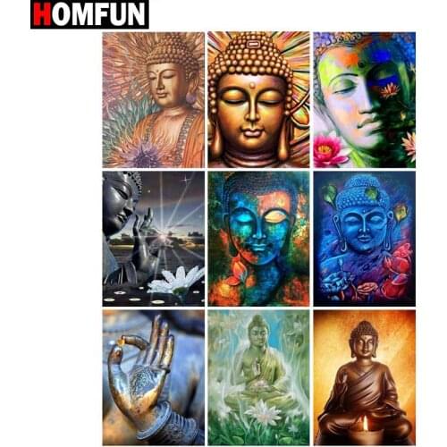 HOMFUN Full Square/Round Drill 5D DIY Diamond Painting "Religious Buddha" 3D Diamond Embroidery Cross Stitch Home Decor Gift