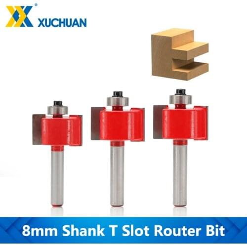 T-Slot Router Bit With Bearing Guid 8mm Shank Slot Milling Cutter 16/19/22mm Rabbeting Bit For Woodworking Tools Wood Router Bit