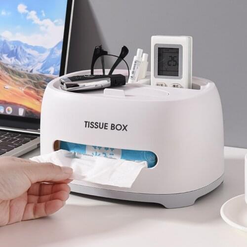 Remote Control Tissue Box Multifunction Plastic Tissue Storage Boxes For Living Room Restaurant Home Kitchen Desk Tissue Case