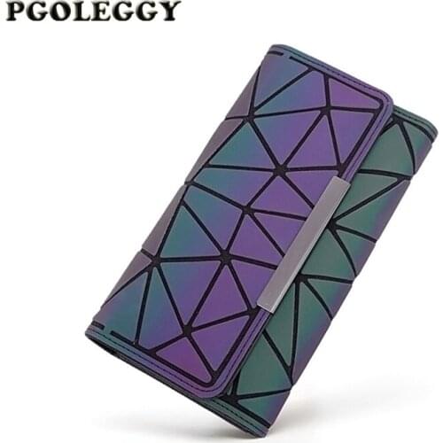 Wallet Women New Money Clip Female Trifold Slim laser Luminous Thin Women Wallets Long Clutch Carteira Feminina Luxury Purse