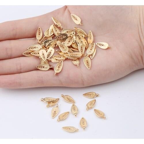 14x6mm Alloy Leaves, 50 Pcs, Pendants, Necklace, Bracelet, Ankle, Accessories For Jewelry Manufacturing, DIY