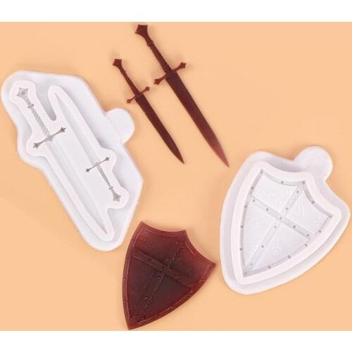 Sword Shield Cake Silicone Mold Fondant Cake Decorating Tools Chocolate Gumpaste Sugarcraft Baking Mould