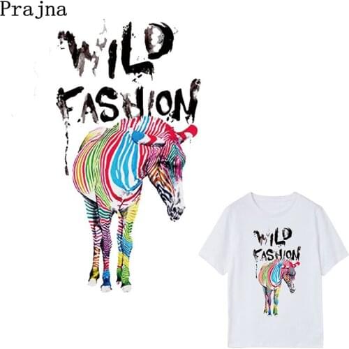Prajna Stripes Multicolor Zebra Heat Transfer Sticker Iron On Patches For Clothing Easy Print Patch Clothes Washable Applique E