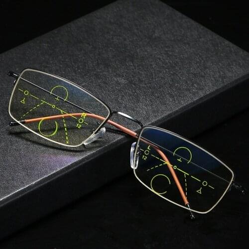 2020 new mens and womens titanium alloy progressive multifocal reading glasses anti-UV glasses +1.0 +1.5 +2.0