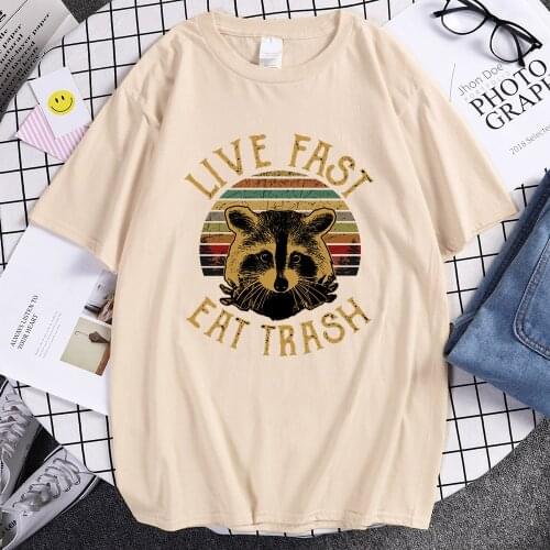 Live Fast Eat Trash Prints MenS T-Shirts Fashion High Quality T-Shirt Simplicity Casual Tshirt Cool Crewneck Men Short Sleeve