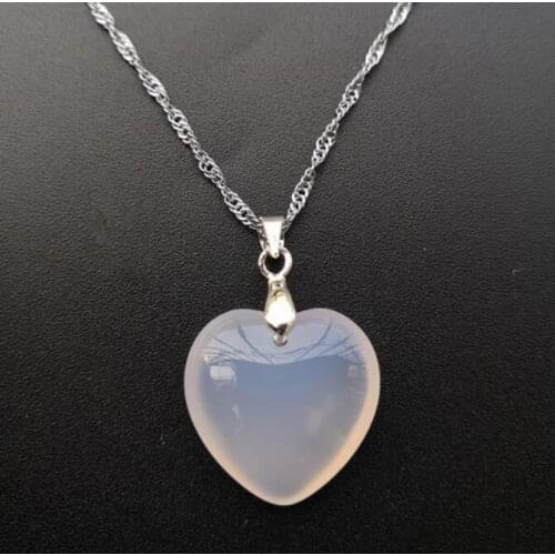 Natural 3 color Ice Chalcedony Heart-shaped Pendant Jewelry Fine Jewelry agate womens clavicle Necklace Pendant