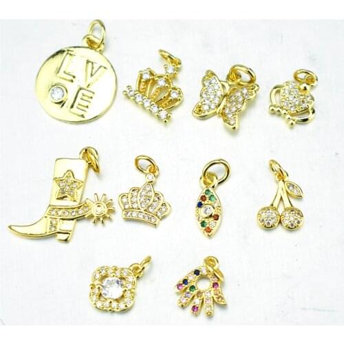 Crown small jewelry handmade, high heels pendant necklace, suitable for jewelry products, cubic zirconia flower-shaped ornaments