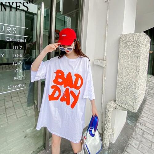 NYFS 2021 Korean New Summer Kimono Woman T shirt Hot Sale Women Tops Cotton White Tops Letter print Loose Blusas Camisa Mujer