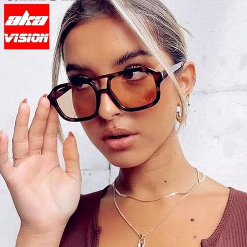 AKA VISION 2021 Square Vintage Sunglasses Women Luxury Brand Glasses Women/Men Gradient Retro Eyewear Women Lentes De Sol Mujer