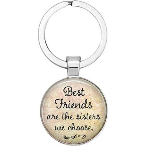 Wholesale Best Friend Fashion Keychain Friendship Round Pendant Keychain Jewelry Gift