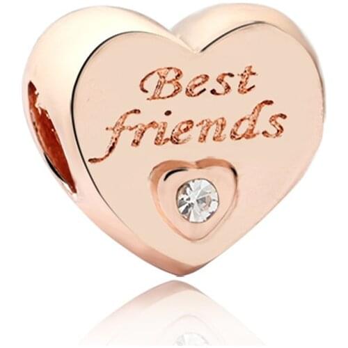 Rose gold best friend for friend gift love charms bead jewelry making fit original pandora bracelet & bangle women fashion