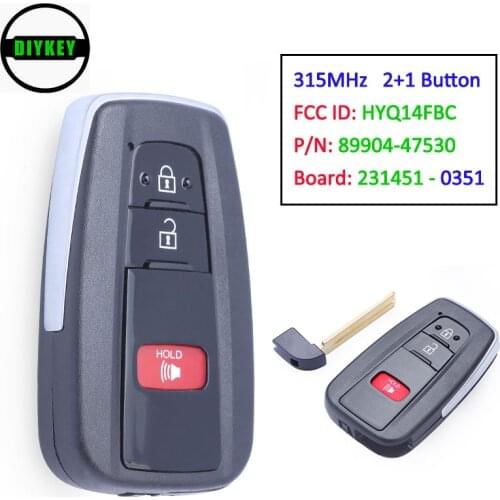 DIYKEY Board: 231451-0351 Smart Keyless Remote Key Fob 315MHz for Toyota Prius 2016 - 2019 FCC: HYQ14FBC P/N: 89904-47530