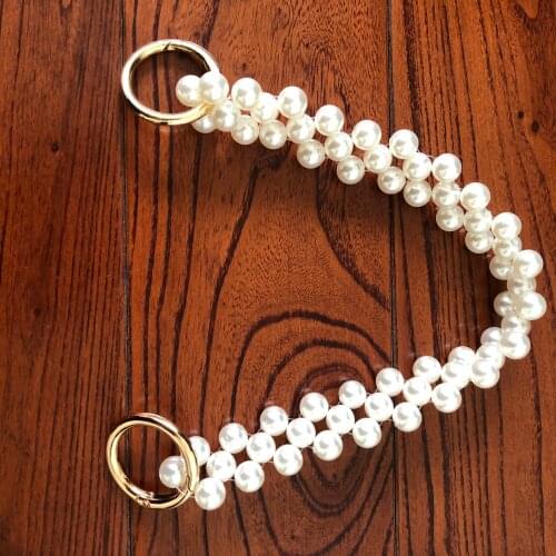 Handle PU manmade Pearls beads furoshiki cloth package japanese style earth friendly recycle strap bag shoulder belt