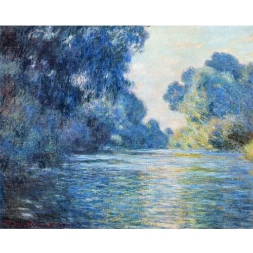 Hand Painted Oil paintings Claude Monet Canvas art Morning on the Seine at Giverny II High quality home decor