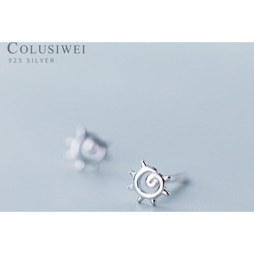 Colusiwei 925 Silver Cute Sun Tiny Small Stud Earrings for Women Girls Minimalist Fine Jewelry Accessories Gifts 2020 New