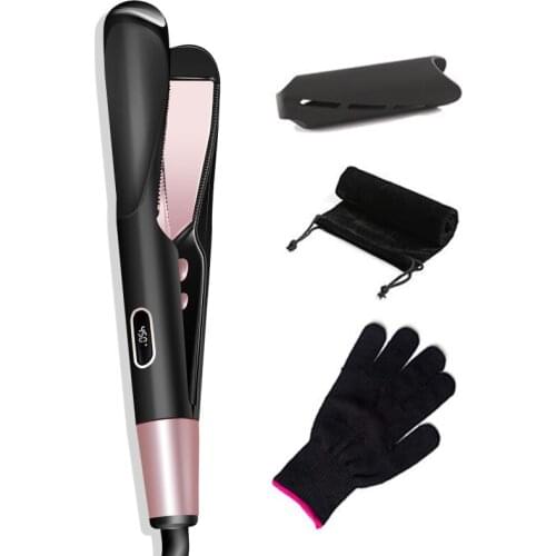 Curling splint straightening dual-purpose spiral hair straightener twist type Two in one straight hair splint LCD curling iron