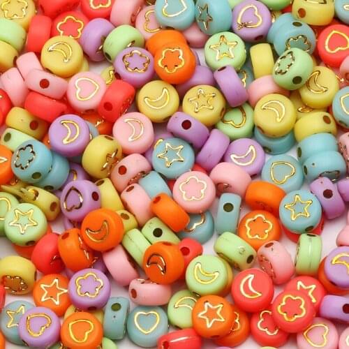 Mixed Star/Moon/Flower/Heart Acrylic Beads Loose Spacer Beads For Jewelry Making DIY Handmade Necklace Bracelet Accessories