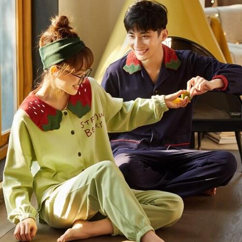 Spring And Autum Full Sleeved Cotton Females Or Males Paragraphs Thin Plus Yards Couples Leisurewear Set