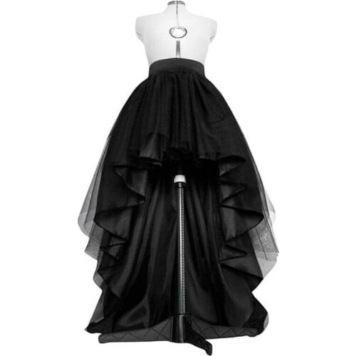 Black High Low Long Tulle Skirts For Women Ruffles Fashion Female Adult Skirt Zipper Custom Made Plus Size Jupe Femme Saias