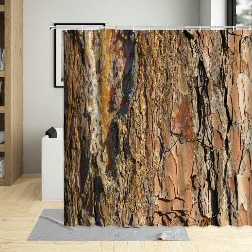 Bark Trunk Roots Closeup Pattern Wood Grain Vintage Decor Rural Bathroom Curtains Waterproof Fabric Shower Curtain With 12 Hooks