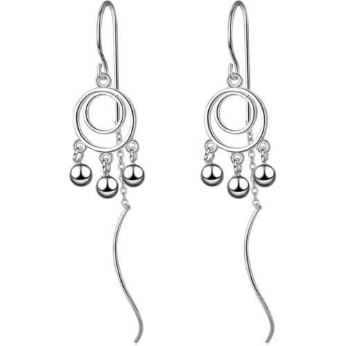 New Round Bead Ear Line Long Wave Tassel Earring For Women Pendientes Personality Jewelry Gift Brincos SAE49