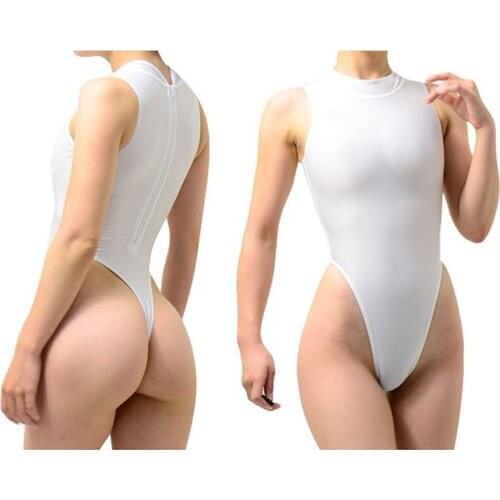 Milk Silk Fabric High Cut Thong Bikini One Piece Tights Swimwear Body Sculpting Bodysuit Sexy Suit Monokini Sukumizu Bathingsuit