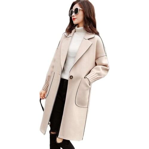 Women Jacket Outerwear Spring Autumn Clothing Fashion Woolen Blends Slim Female Woolen Coat Elegant Large Size Casual Overcoat
