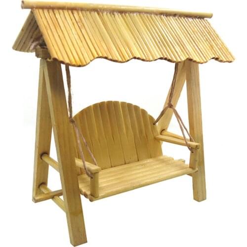 1/12 Dollhouse Mini Bamboo Woven Backrest Chair Hammock Life Scene Model Decor Children Toys Birthday Christmas New Year Gift