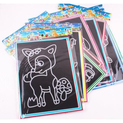 1pc 17*12cm Magic Color Scratch Art Paper Coloring Cards Available On Both Sides Scraping Drawing Toys For Children