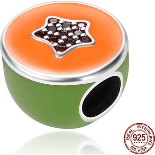 100% Real 925 Sterling Silver Fruit-Like Papaya Fit Original 3mm Bracelet&Bangle Making Fashion DIY Jewelry For Women