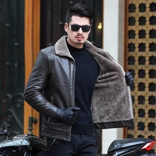 10XL 8XL 6XL 5XL Hot Sale Brand Winter Thick Leather Garment Casual flocking Leather Jacket Mens Clothing Leather Jacket Men