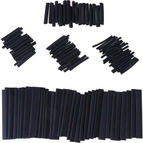 127Pcs Black Heat Shrink Tubing Insulation Shrinkable Tube Assortment Electronic Polyolefin Ratio 2:1 Wrap Wire Cable Sleeve Kit
