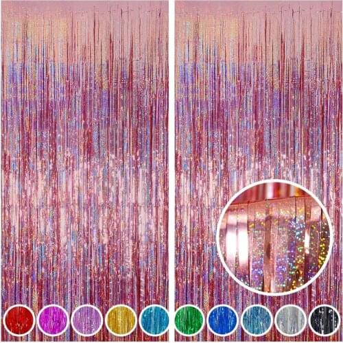 30PCS 1*2 M Party Backdrop Curtains Glitter Tinsel Fringe Foil Curtain Birthday Wedding Party Decoration Background Wall Decor
